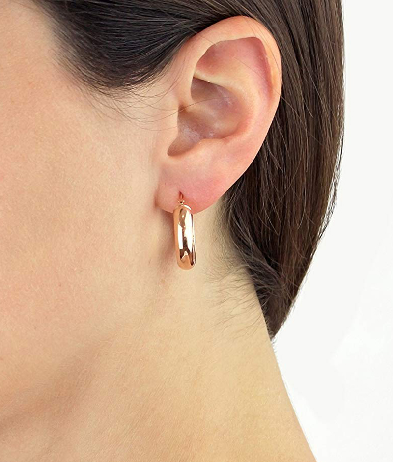 9CT Rose Gold Polished Round Hoop selling Earrings