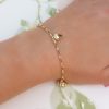 9ct Yellow Gold Belcher Chain 3 Heart Charm Bracelet 7"