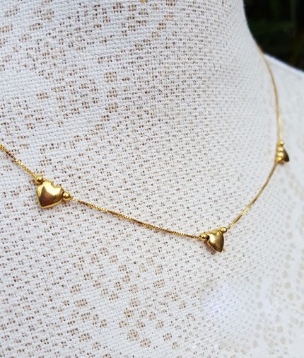 9ct yellow gold heart charm necklace