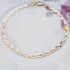 9ct Three Colour Gold Three Plait Herringbone Bracelet 7.5"