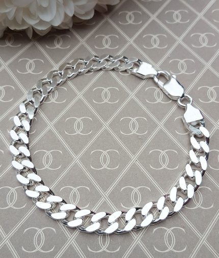 Chunky Sterling Silver 6mm Curb Bracelet 8"