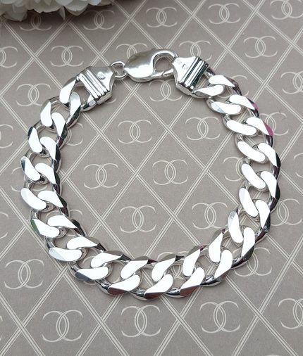 Silver curb hot sale chain bracelet