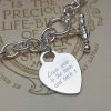 Personalised Sterling Silver Belcher Bracelet with Heart Charm 7.5"