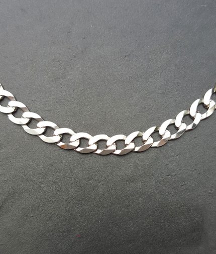 9ct White Gold 6mm Diamond Cut Curb Chain Necklace 20" 22" 24"