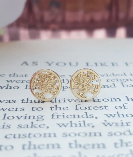 Delicate 9ct Yellow Gold Filigree Stud Earrings