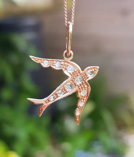 rose gold swallow bird pendant necklace