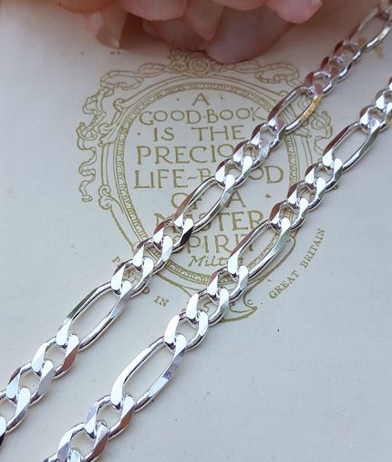 Men's Chunky 6mm Sterling Silver Figaro Chain Necklace 20" 22"