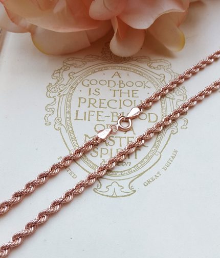 9ct Rose Gold 3.2mm Diamond Cut Rope Chain Necklace 18" 20" 24"