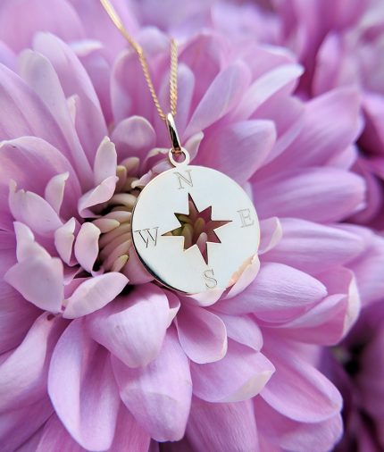 9ct Yellow Gold Compass Pendant Necklace