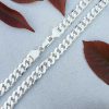 Unisex Sterling Silver 9.6mm Square Curb Chain Necklace