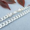 Unisex Sterling Silver 9.6mm Square Curb Chain Necklace