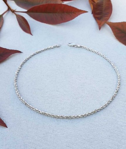 9 ct white gold rope chain anklet