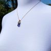 Vintage Inspired 14ct Yellow Gold Blue Tanzanite & Diamond Necklace