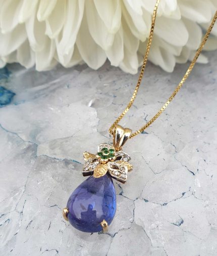 Vintage StyleTanzanite Necklace, Art Deco Tanzanite outlet Pendant, Lab Blue Tanzanite Necklace, Dainty heart Tanzanite Pendant, Vintage Gift