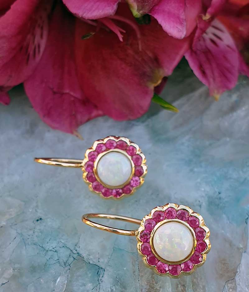 Opal and ruby on sale earrings